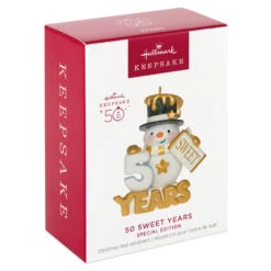 Hallmark 50 Sweet Years Special Edition Ornament -Best Christmas Decoration Stores 50 Sweet Years Snowman Keepsake Ornament 1799QGO2509 04