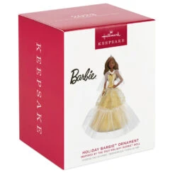 Hallmark 2023 Black Holiday Barbie™ Ornament -Best Christmas Decoration Stores African American Holiday Barbie Keepsake Ornament 2199QXR8217 04