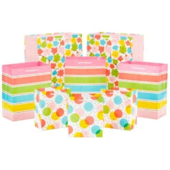 Hallmark Assorted Pastel Designs 8-Pack Small, Medium And Large Gift Bags