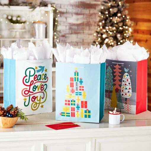 Hallmark 17" Assorted Mod Designs 3-Pack XXL Christmas Gift Bags - Image 2