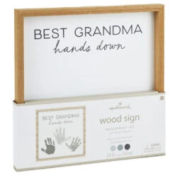 Hallmark Best Grandma Hands Down Wood Sign Handprint Kit -Best Christmas Decoration Stores Best Grandma Wood Sign Handprint Kit With Paints 1BBY4848 03