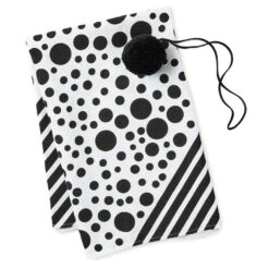 Hallmark 26" Black-and-White Fabric Gift Wrap With Elastic Band -Best Christmas Decoration Stores BlackandWhite Square Flat Wrapping Cloth 1299EJR6377 03