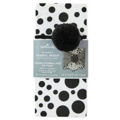 Hallmark 26" Black-and-White Fabric Gift Wrap With Elastic Band -Best Christmas Decoration Stores BlackandWhite Square Flat Wrapping Cloth 1299EJR6377 06
