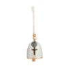 Demdaco Mini Inspired Bell, Blessed -Best Christmas Decoration Stores Blessed Mini Stoneware Bell With Cross Cutout 1008010010 01