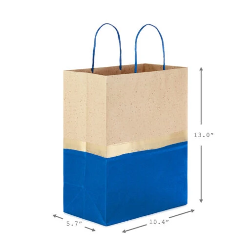 Hallmark 13" Blue And Kraft Paper 6-Pack Gift Bag - Image 3