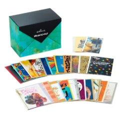 Hallmark Assorted Mahogany All-Occasion Greeting Cards In Green Watercolor Organizer, Box Of 24