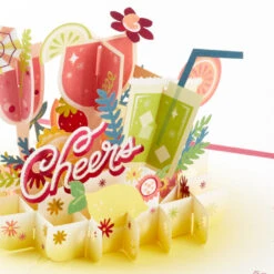 Hallmark Here's To You Cocktail Toast 3D Pop-Up Card -Best Christmas Decoration Stores Fruit Cocktail Drinks Celebration 3D PopUp Card for Her 1299LAD2897 04