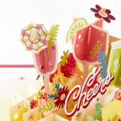 Hallmark Here's To You Cocktail Toast 3D Pop-Up Card -Best Christmas Decoration Stores Fruit Cocktail Drinks Celebration 3D PopUp Card for Her 1299LAD2897 05