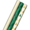 Hallmark Gold And Green 3-Pack Christmas Wrapping Paper Assortment, 120 Sq. Ft. -Best Christmas Decoration Stores Gold and Green Assortment Christmas Gift Wrap 5JXW1204 01