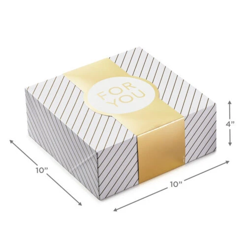 Hallmark 10" Gold And White Striped 2-Pack Gift Boxes With Bands - Image 4