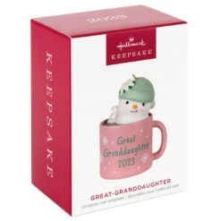 Hallmark Great-Granddaughter Hot Cocoa Mug 2023 Ornament -Best Christmas Decoration Stores GreatGranddaughter Snowman in Mug Keepsake Ornament 1399QGO2559 04