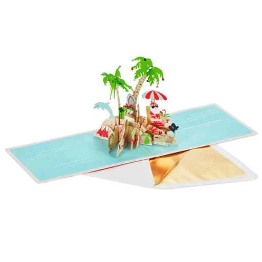 Hallmark Jolly Holidays Beach Santa 3D Pop-Up Christmas Card - Image 2
