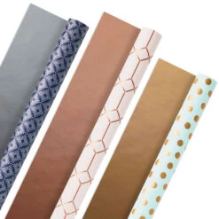 Hallmark Metallic Shimmer 3-Pack Reversible Wrapping Paper, 120 Sq. Ft. Total
