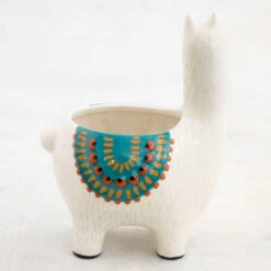 Natural Life Cream Ceramic Llama Planter -Best Christmas Decoration Stores Natural Life Cream Ceramic Llama Planter PLNT073 03