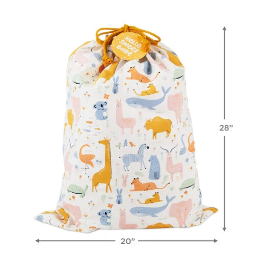 Hallmark 28" Pastel Animals Large Fabric Gift Bag With Tag - Image 2