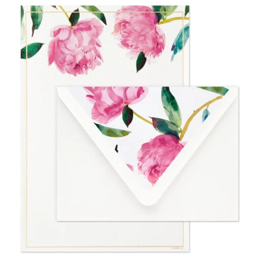 Hallmark Pink Peonies Stationery Set, Box Of 20 - Image 3