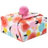 Hallmark 26" Modern Floral Fabric Gift Wrap With Elastic Band -Best Christmas Decoration Stores PinkandOrange Floral Square Flat Wrapping Cloth 1299EJR6378 01