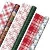 Hallmark Christmas Classics 3-Pack Reversible Wrapping Paper Assortment, 120 Sq. Ft. -Best Christmas Decoration Stores Santa and Plaids Assorted Reversible Gift Wrap 5JXW1070 01