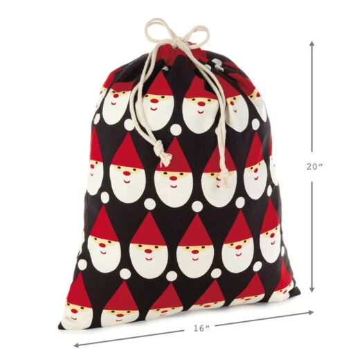 Hallmark 10" And 20" Santa And Stripes 2-Pack Fabric Christmas Gift Bags - Image 3