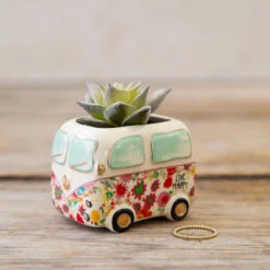 Natural Life Faux Succulent In Van Planter, 2"