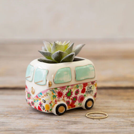 Natural Life Faux Succulent In Van Planter, 2"