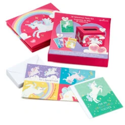 Hallmark Colorful Unicorn Classroom Valentines Set With Light-Up, Musical Mailbox -Best Christmas Decoration Stores Unicorn Kids Classroom Exchange Valentines and Box 5VBX2959 05
