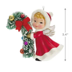Hallmark Vintage Angel Porcelain Ornament -Best Christmas Decoration Stores Vintage Angel With Candy Cane Keepsake Ornament 2499QXT4127 03