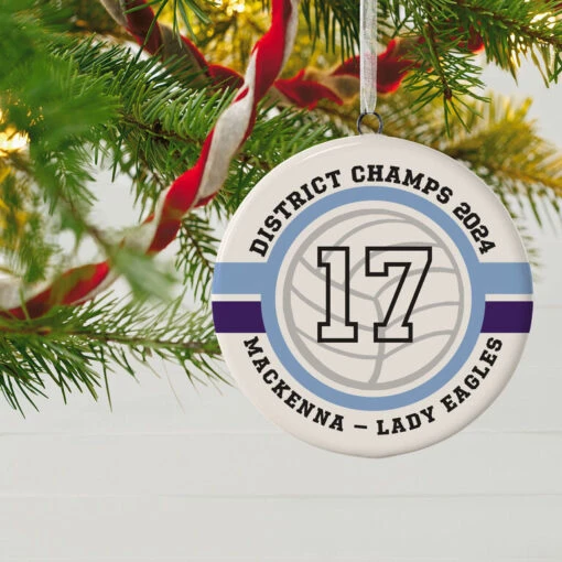 Volleyball Ceramic Circle Personalized Ornament - Image 2