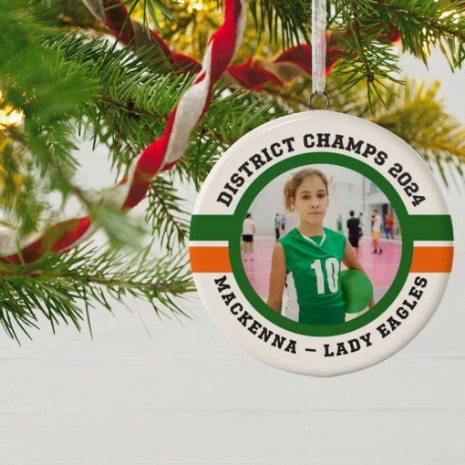 Volleyball Ceramic Circle Personalized Photo Ornament - Image 2
